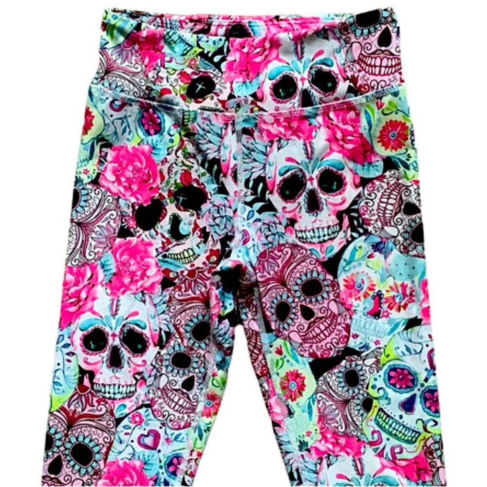 Evolution and Creation Sugar Skulls and Roses tights leggings